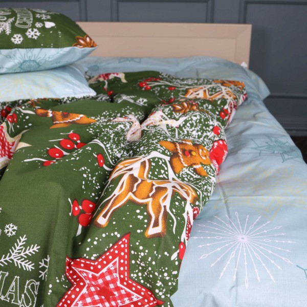 Фото - Комплект постельного белья MirSon Ranforce Elite 17-0881 Holiday Star green 220х240 (2200012196809)
